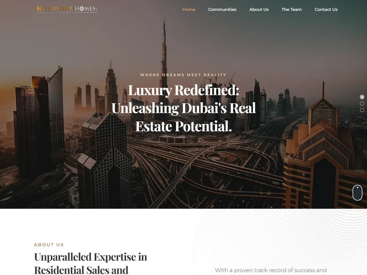 Billionaire Homes website